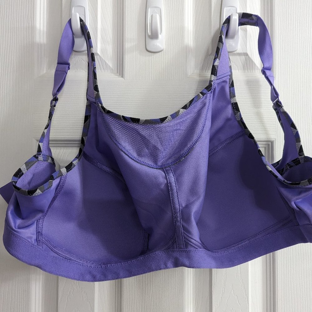 Glamorise Purple Full Coverage Sports Bra with Patterned Trim